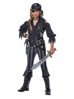 California Costumes Black and Gray Pirate Outfit with Skull Accents